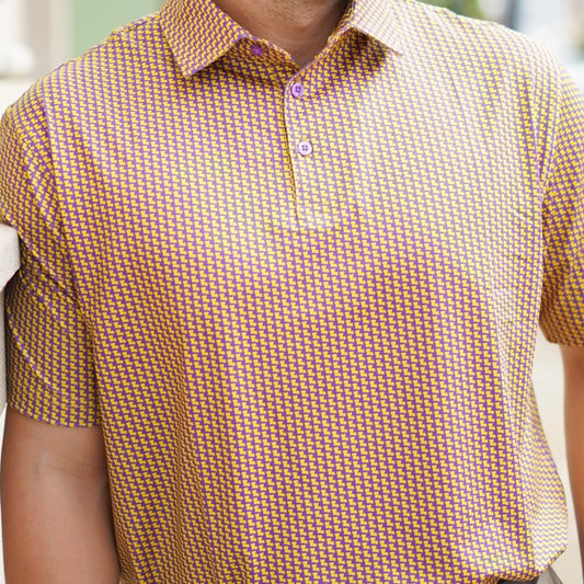 James Hollis Louisiana Performance Polo- Purple and Yellow [Youth]