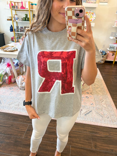 R Sparkle Tee- Grey