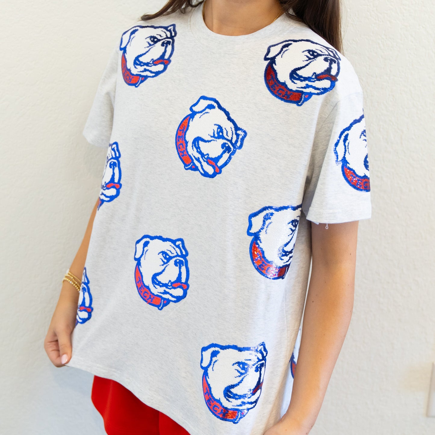 Grey Louisiana Tech Bulldogs Sparkle Tee [Licensed]