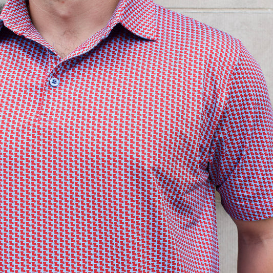 James Hollis Louisiana Performance Polo- Red and Blue