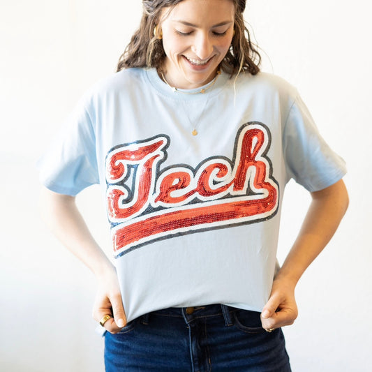 Baby Blue Retro Tech Sparkle Tee