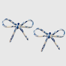 Load image into Gallery viewer, Blue and White Bow Earrings