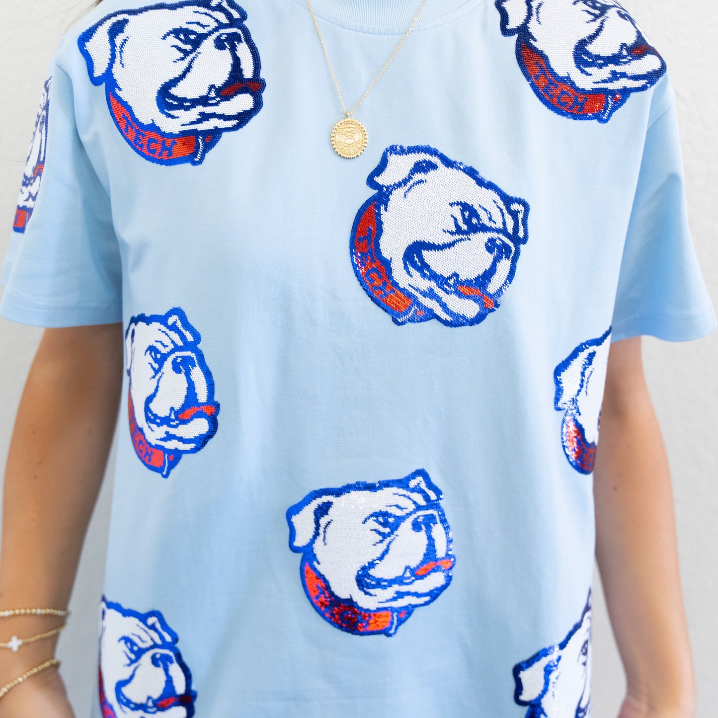 Baby Blue Louisiana Tech Bulldogs Sparkle Tee [Licensed]