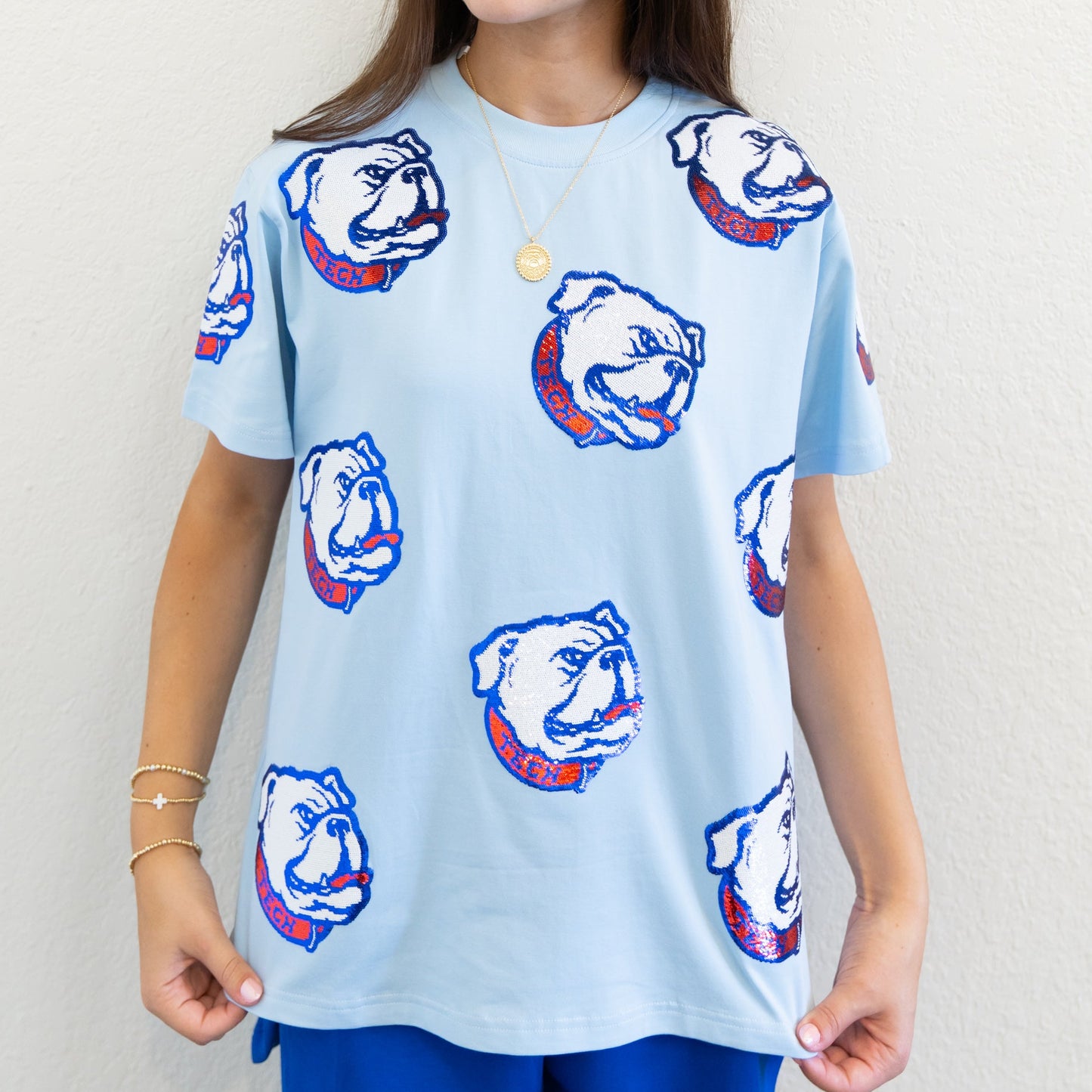 Baby Blue Louisiana Tech Bulldogs Sparkle Tee [Licensed]