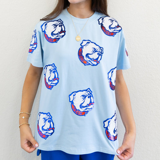 Baby Blue Louisiana Tech Bulldogs Sparkle Tee [Licensed]