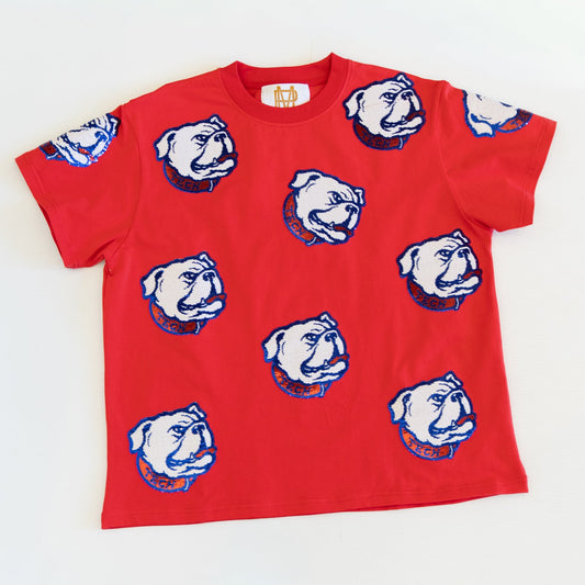 YOUTH Red Louisiana Tech Bulldogs Sparkle Tee [Licensed]