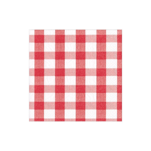 Gingham Cocktail Napkins- Red