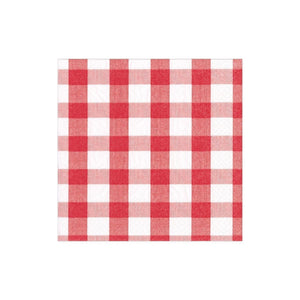 Gingham Cocktail Napkins- Red