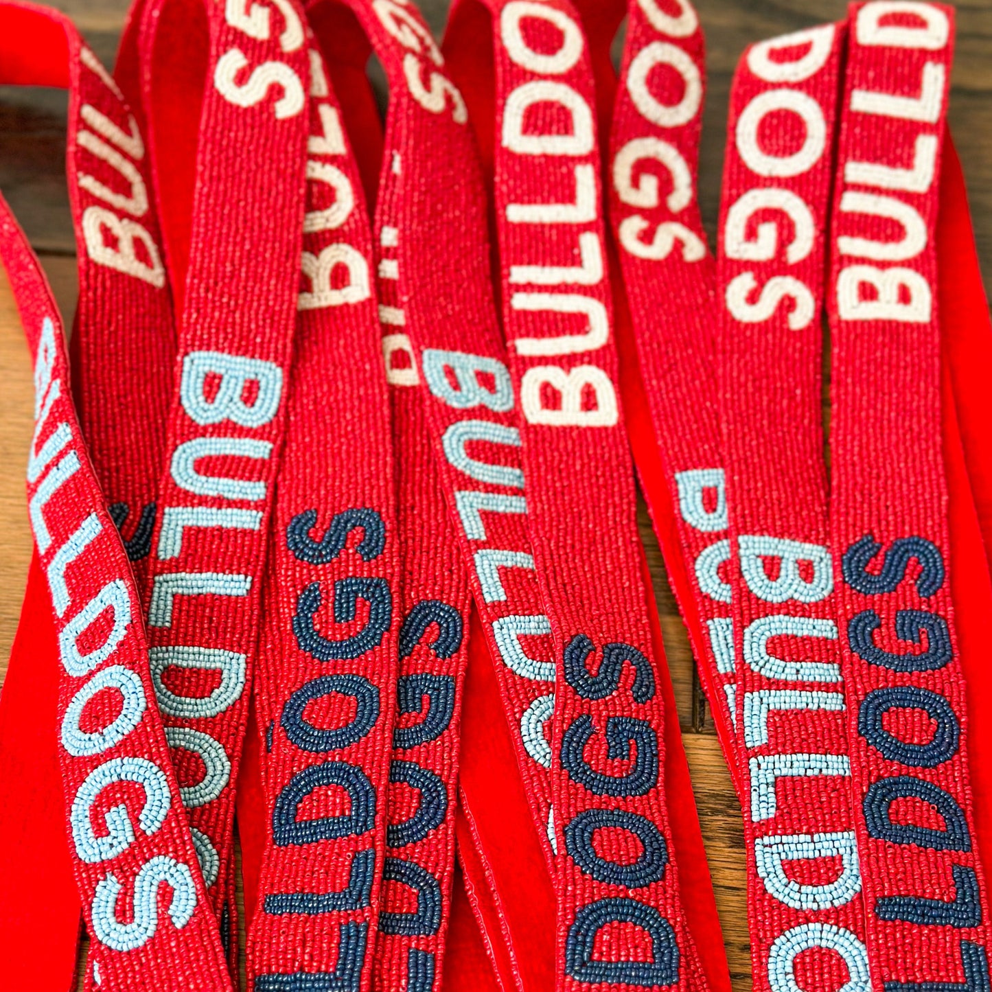 Red Bulldogs Beaded Purse Strap