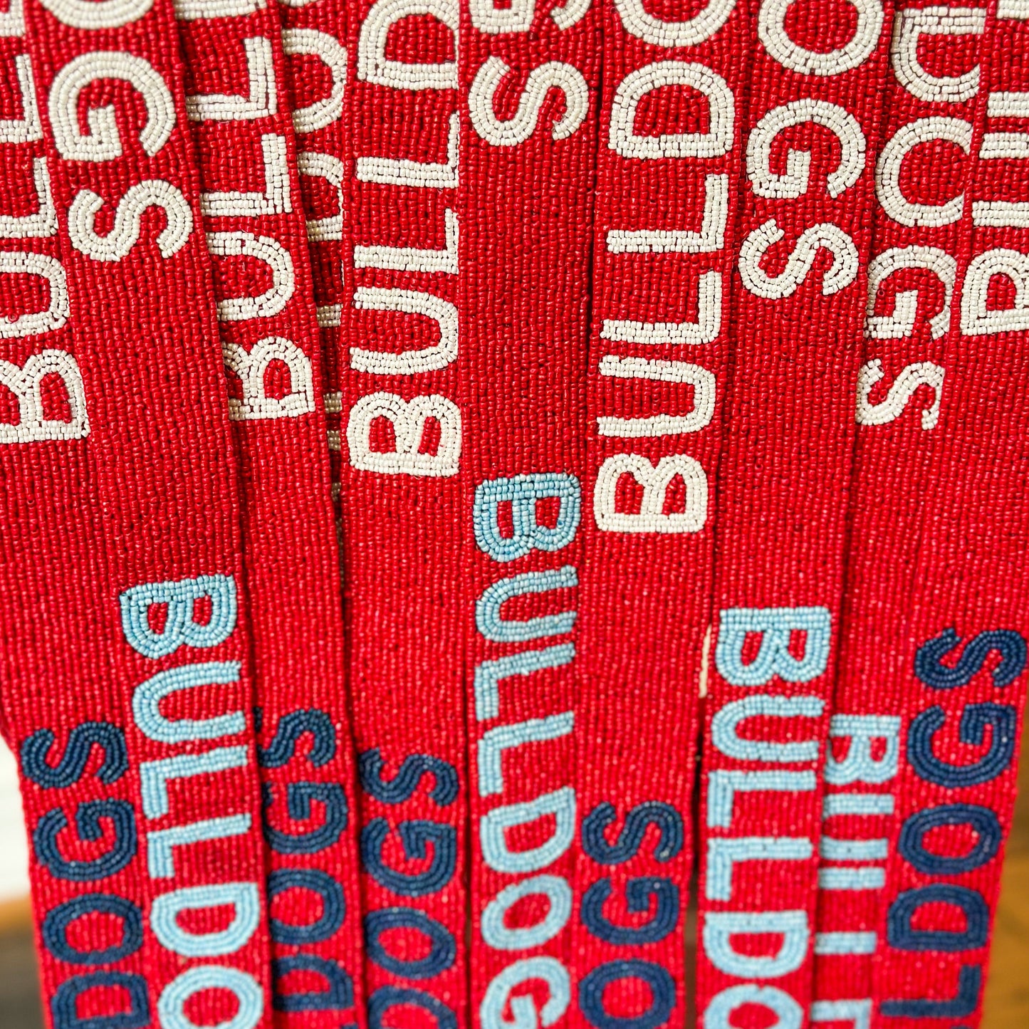 Red Bulldogs Beaded Purse Strap